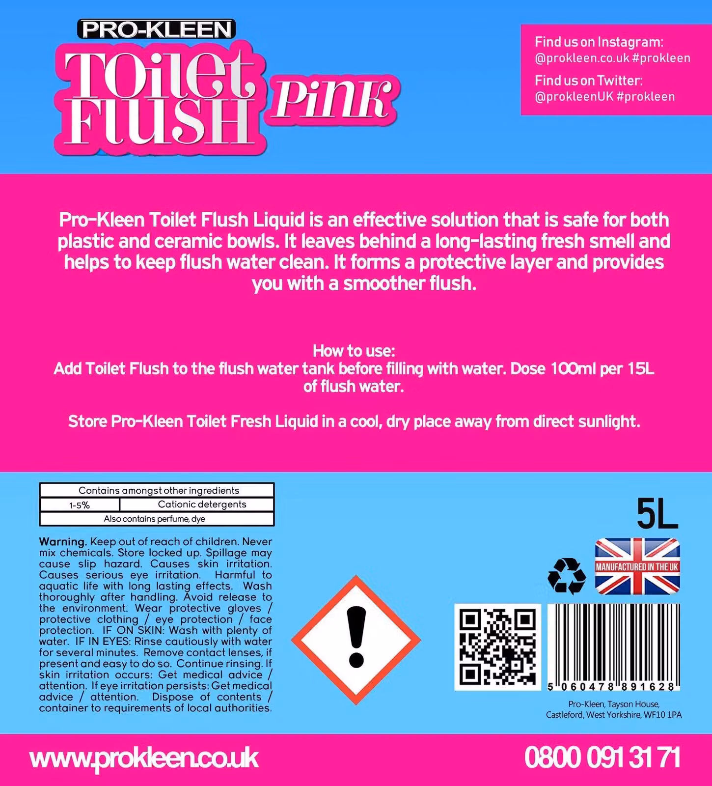 ProKleen Caravan and Motorhome Chemical Toilet Flush Pink Cleaner, 3 x 5L – 2