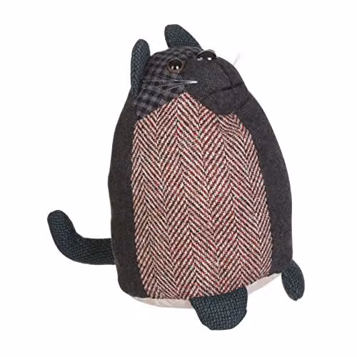 Premier Housewares Heritage Checked Tabletop Cat Door Stop in Green and Multicolour – 2