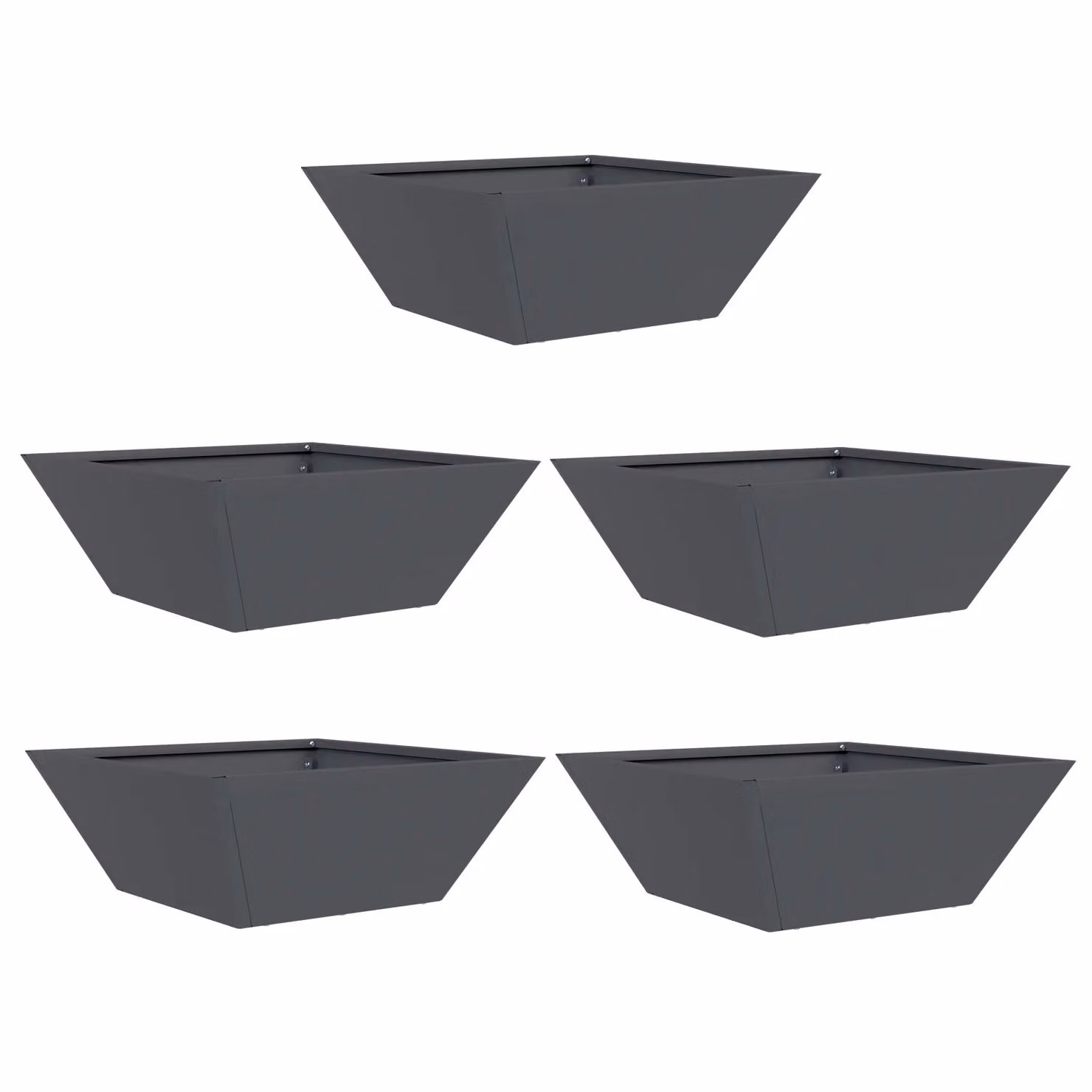 Berkfield Home Garden Bowl Planters, 5 Piece Set, Anthracite and Multicolour, W/D/H: 40 x 40 x 15 cm – 2