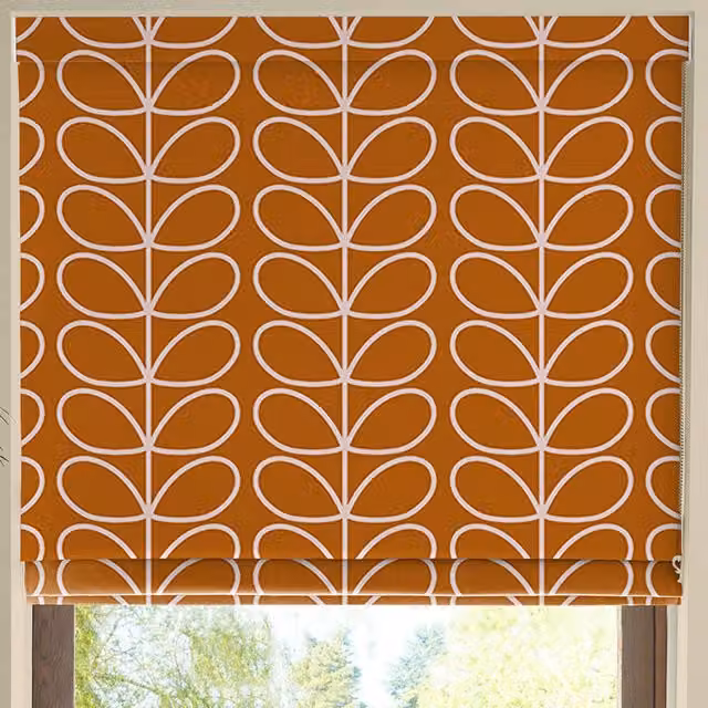Orla Kiely Jumbo Linear Stem Made to Measure Blackout Roman Blind in Persimmon Orange