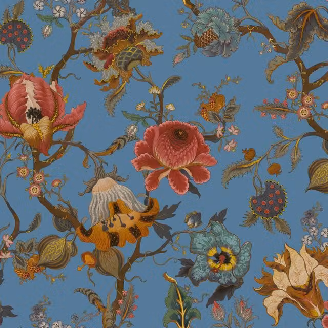 House of Hackney Artemis Blue Botanical Floral Art Nouveau Wallpaper Roll