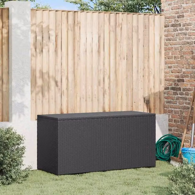 Berkfield Home Garden Storage Box in Black Poly Rattan, W/D/H: 120 x 50 x 60 cm – 1
