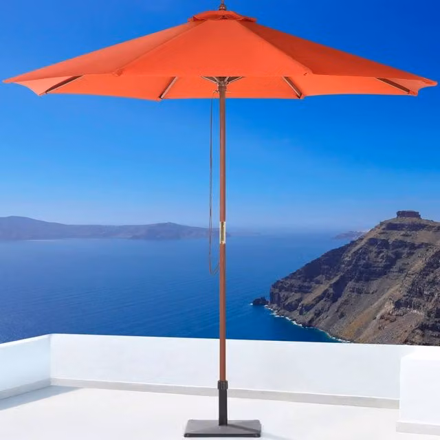 Wyld and Coco Garden Parasol in Red with Birch Wood Pole – 1