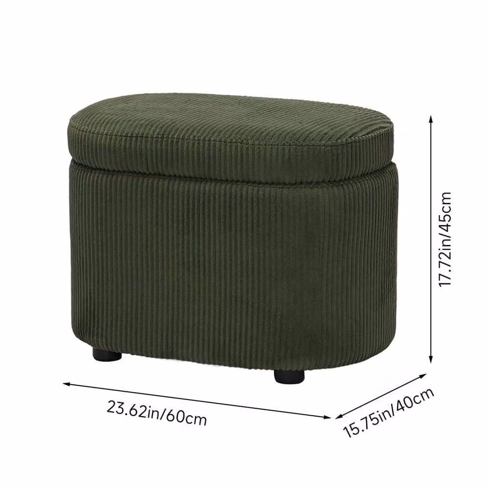 KORVIXA Green Velvet Oval Ottoman Pouffe Seat Stool W/D: 100 x 100 cm – 2