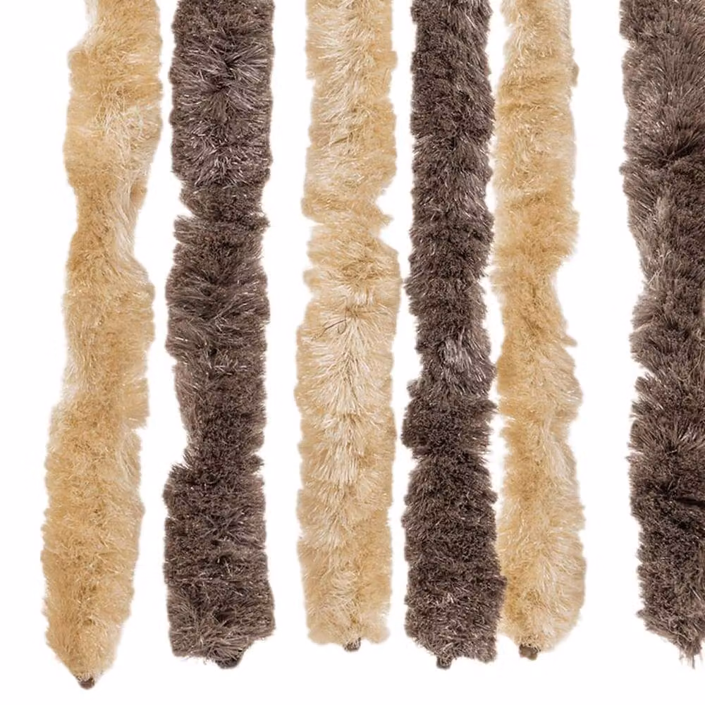 Berkfield Home Chenille Fly Curtain in Dark Brown and Beige, W: 100 cm, H: 200 cm – 5