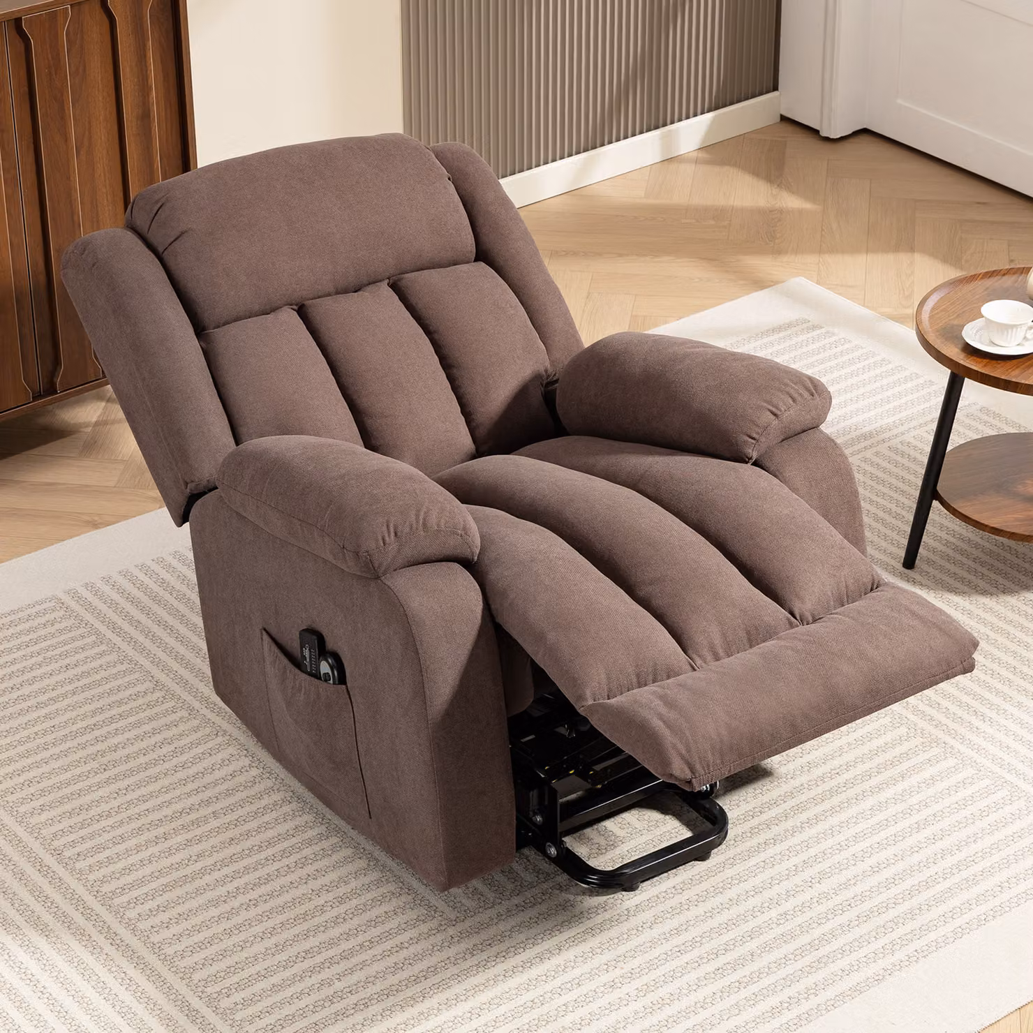 HOMCOM Eight-Point Massage Electric Lift Recliner Chair for Seniors in Dark Brown – 7