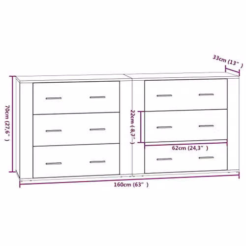 vidaXL Set of 2 Sideboards in Smoked Oak Brown Engineered Wood – 3