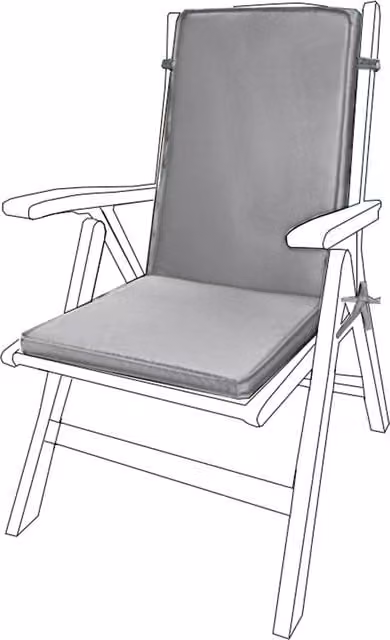 Gardenista Grey High Back Outdoor Garden Dining Chair Cushion with Ties