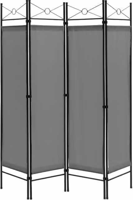 Costway 4 Panel Grey Room Divider with Metal and Polyester Frame