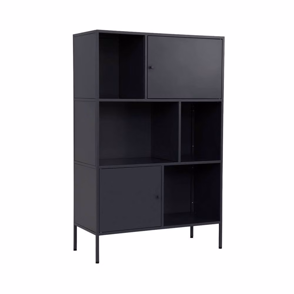 sweeek Industrial Metal Storage Cabinet in Matt Black with 6 Compartments, H 125.0 x W 80.0 x D 22.0 cm – 2