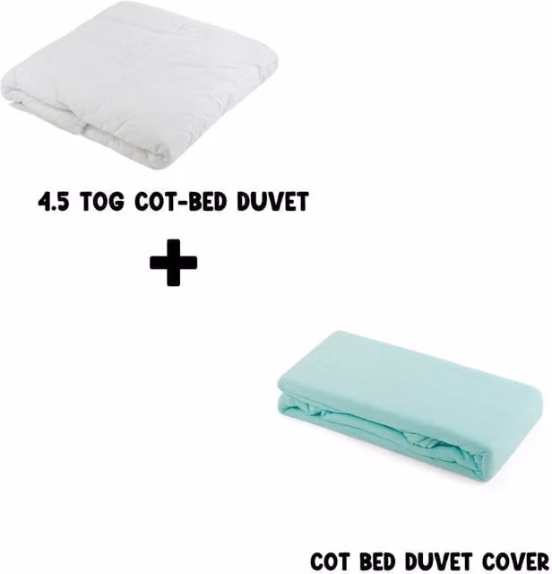 Junior Joy Baby 4.5 TOG Cot Bed Duvet and Cotton Cover Set, Mint Green, W: 120 cm, L: 150 cm