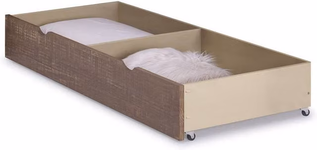 Amani Denver Two-Section Underbed Storage Drawer on Wheels in Brown Walnut Wood