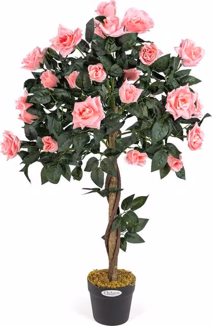 Christow Artificial Pink and White Rose Flower Tree, Height: 90 cm