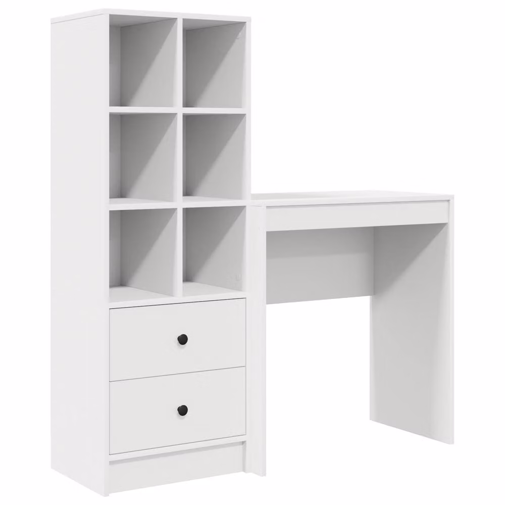 Berkfield Modern White Glossy Writing Desk with Single Pedestal Storage – 2