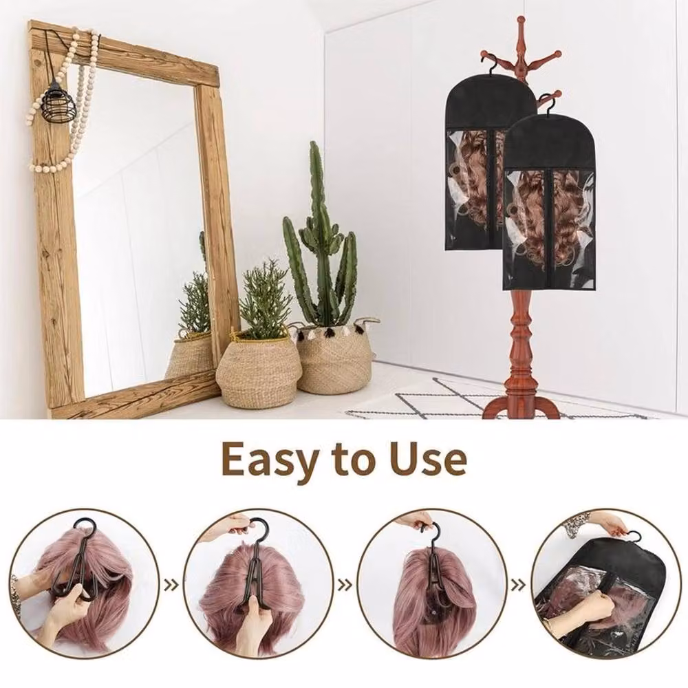 EONLION 6-Piece Hair Extension Storage Bag Set in Black and Transparent, W/D/H: 50 x 50 x 50 cm – 4