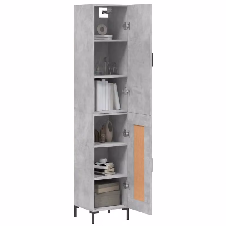 Berkfield Home Industrial Highboard in Concrete Grey, W: 34.5 cm, D: 34 cm, H: 180 cm