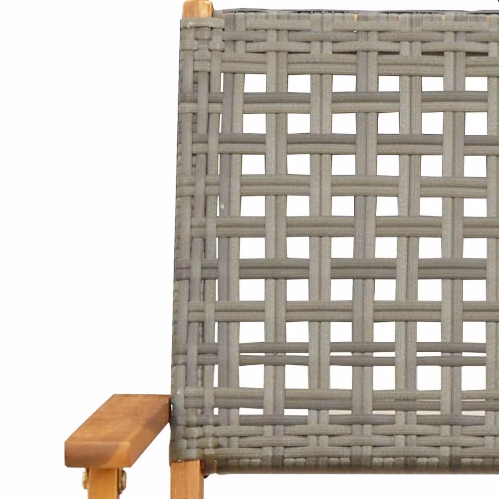 Berkfield Home 3 Piece Grey Poly Rattan and Acacia Wood Bistro Set – 4