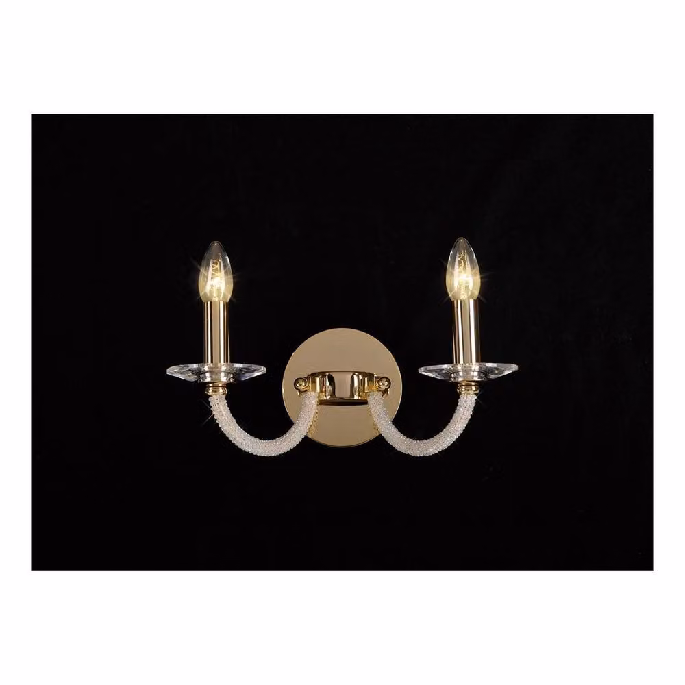Netlighting Elena Switched Wall Lamp with 2 Candle Lights in Gold and Crystal – 2