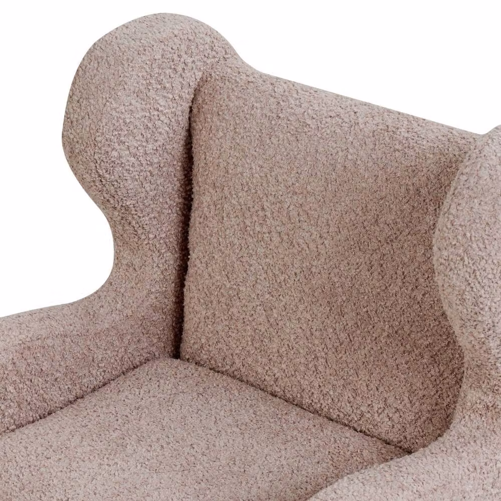 Wyld and Coco Taupe Bouclé Childrens Armchair in Beige with Rubberwood Legs – 4