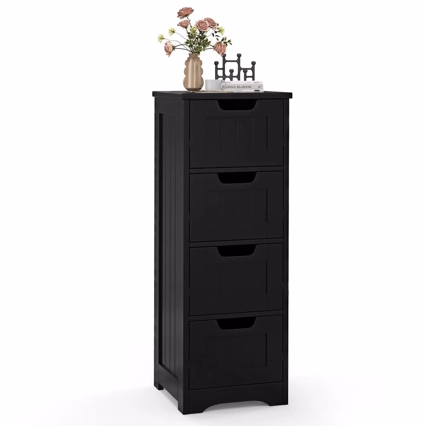 Gymax Black Freestanding Bathroom Storage Cabinet with Doors and Drawers – 9