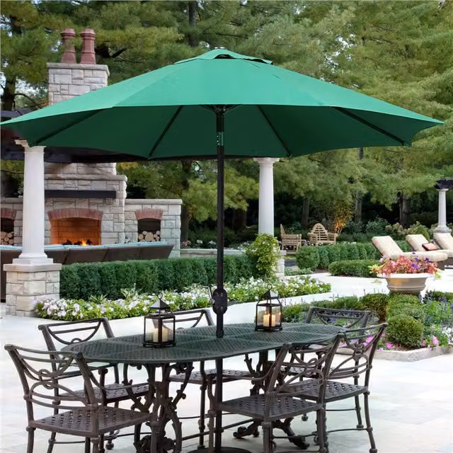 Yaheetech 2.7m Patio Market Umbrella with 8 Ribs, Tilt and Crank Function, Dark Green