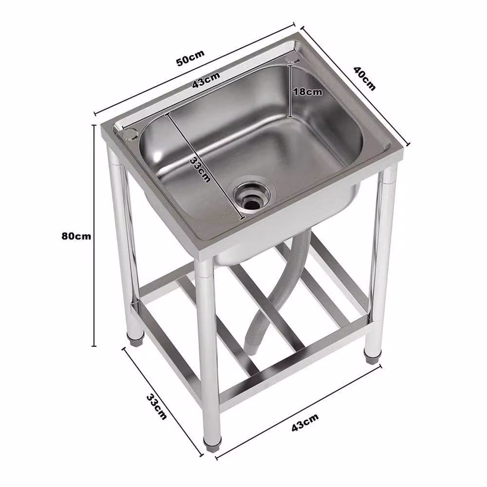 SPETLEK Stainless Steel Metal Camping Sink with Drainage in Silver – 3