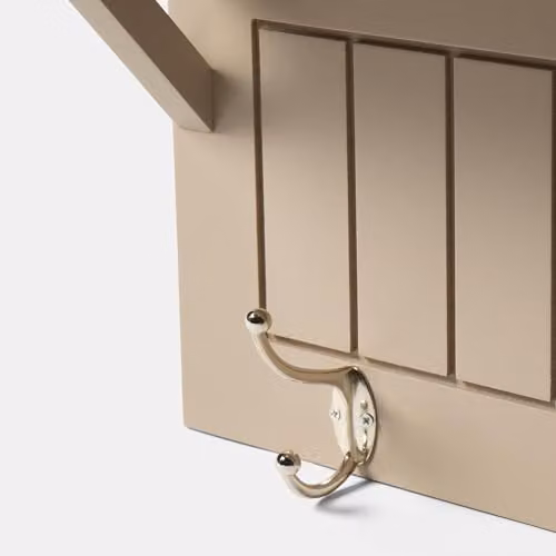 OHS Scandinavian Style Wall Mounted Coat Rack with Shelf in Brown and Beige – 5