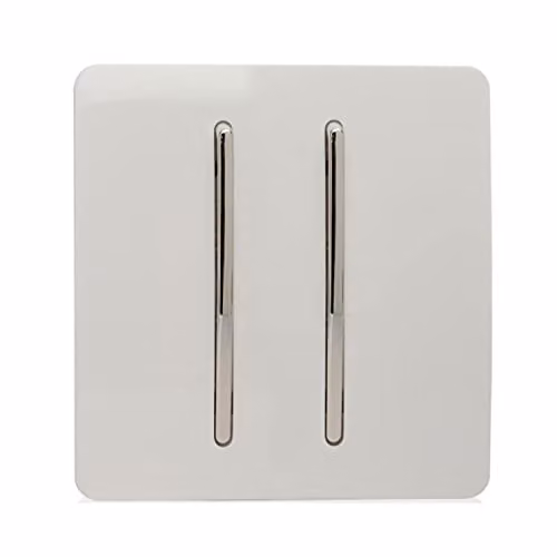 Trendi Modern 2 Gang Plastic Flush Wall Switch in White or Black