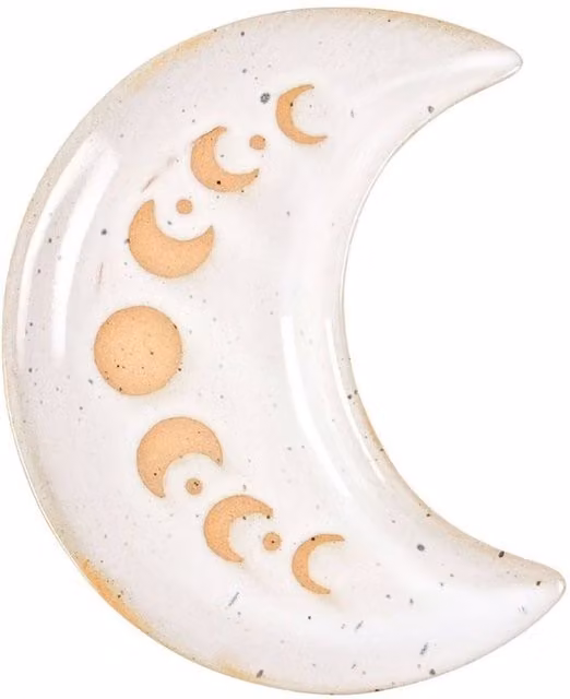 Uniqueful Moon Phase Crescent Ceramic Trinket Tray in White, Diameter: 15 cm