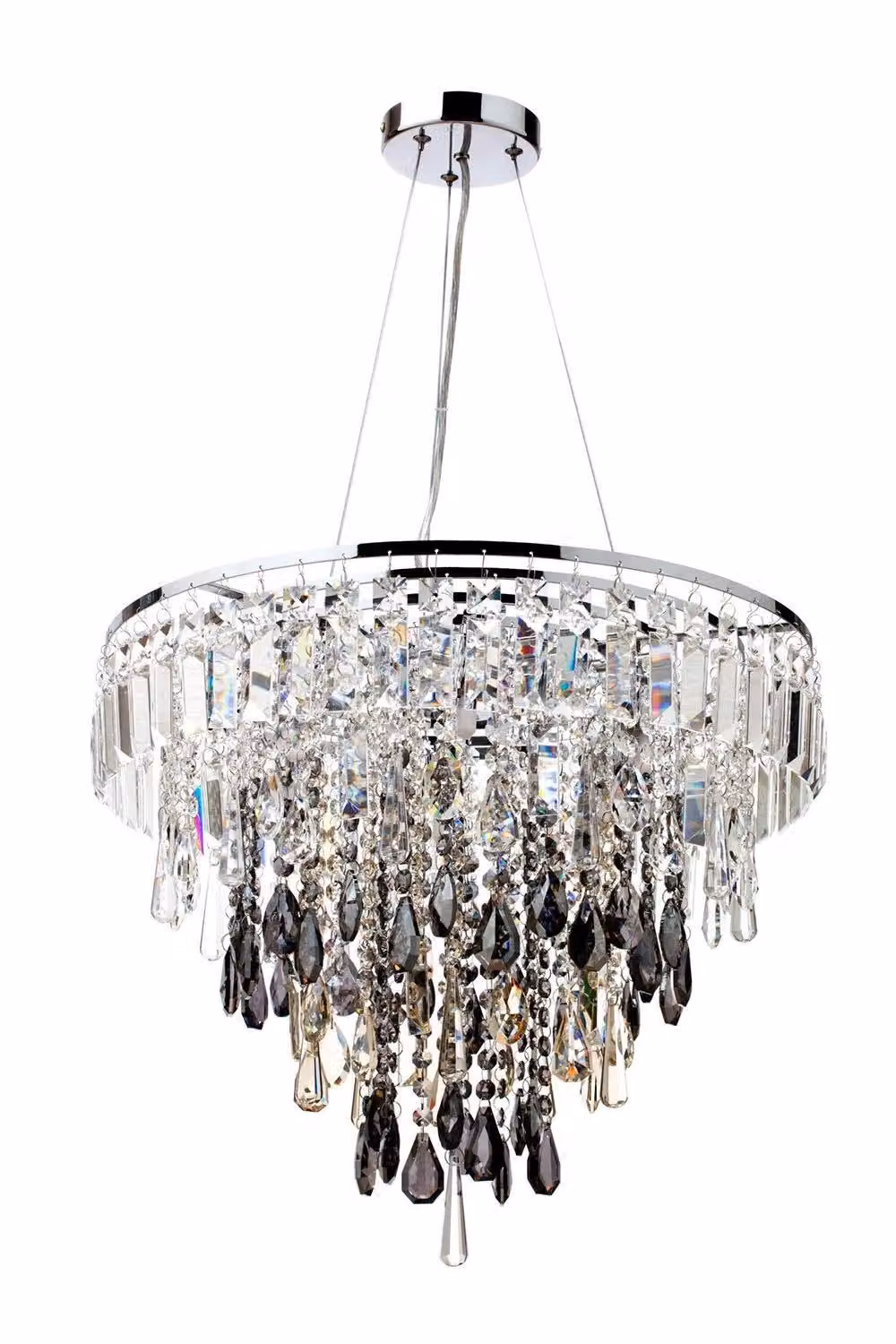 BHS Lighting Jennifer Modern Silver and Transparent Glass Pendant Ceiling Light – 2