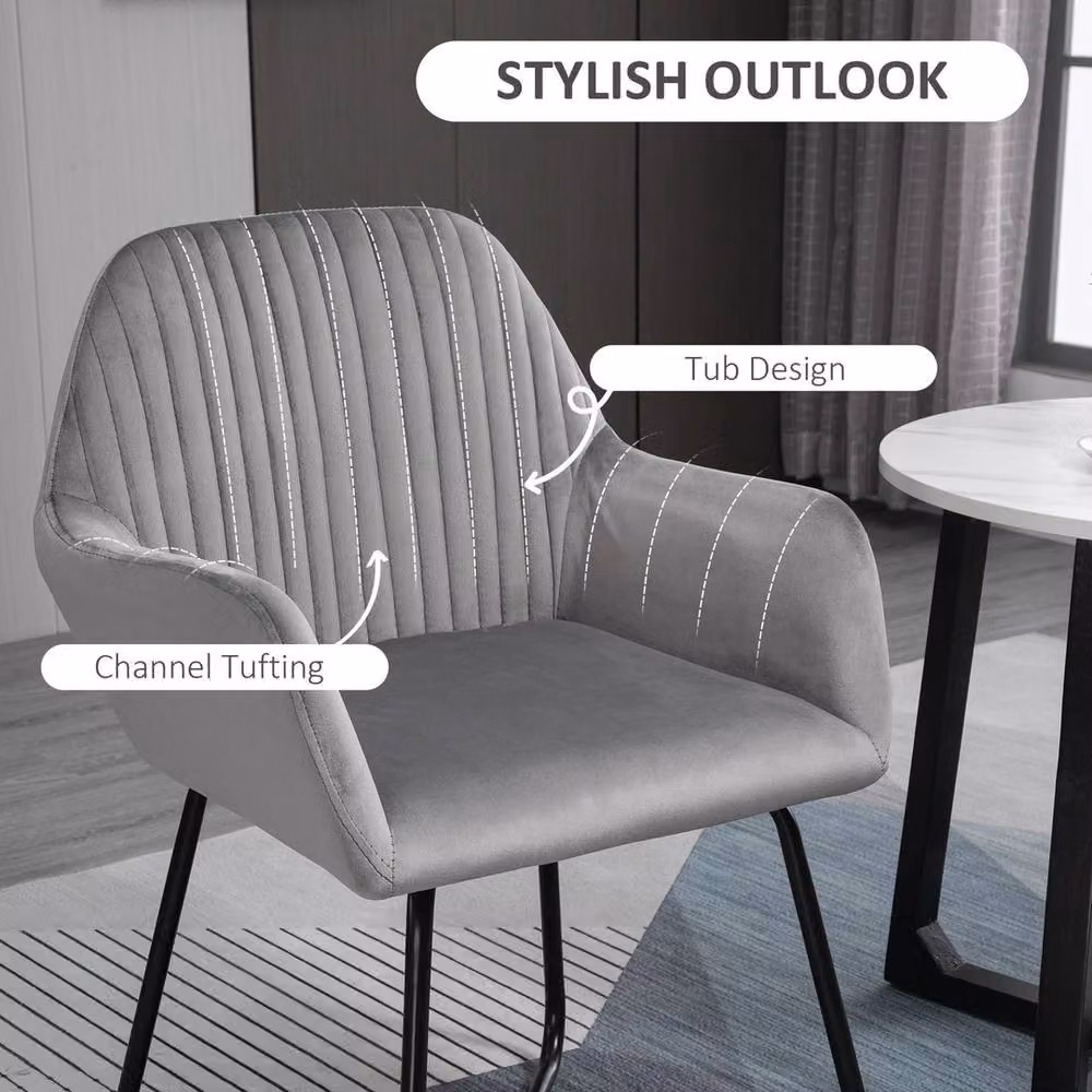 NESTLUNE Modern Accent Chair with Velvet Upholstery in Grey – 2