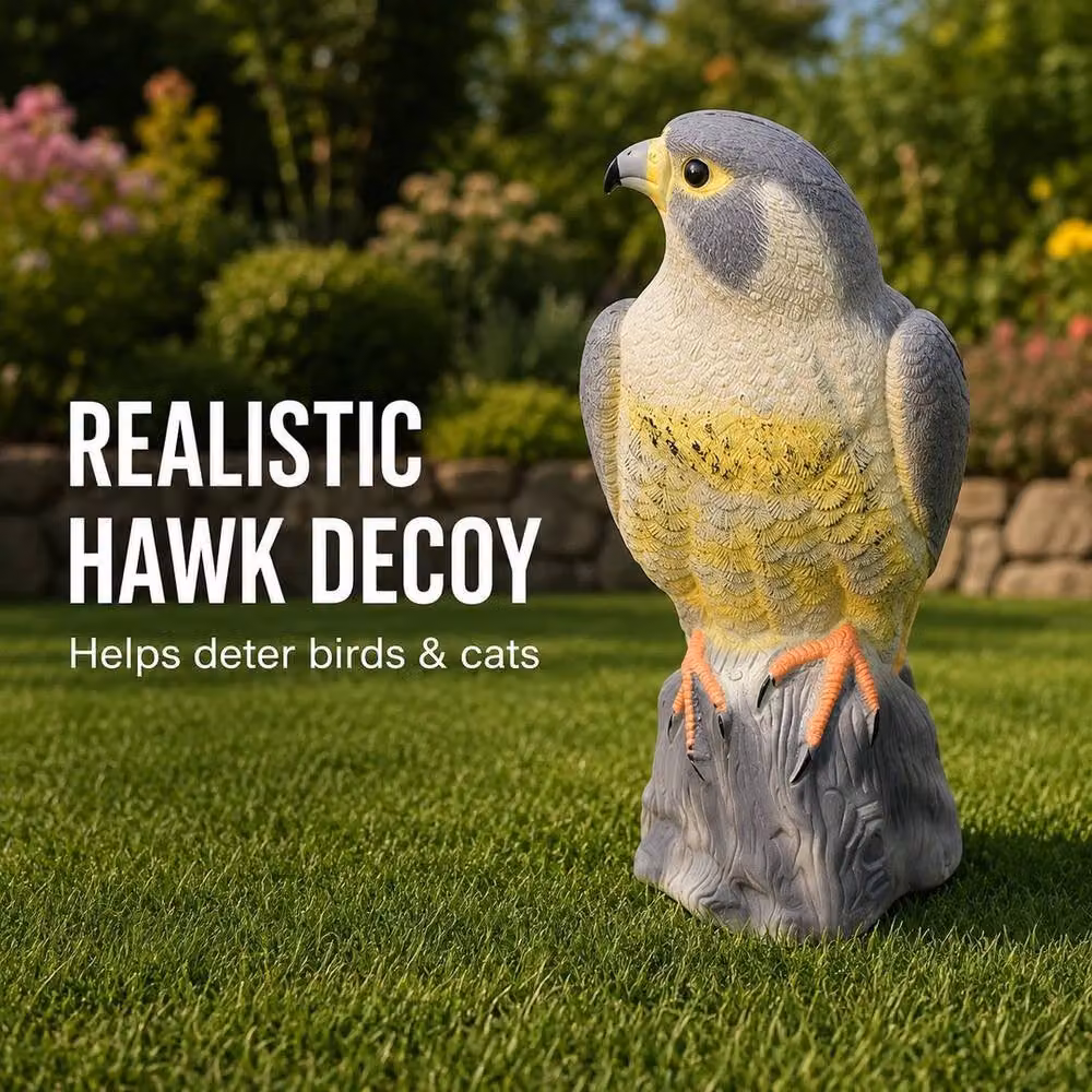 SPETLEK Realistic Hawk Decoy Bird Scarer Pest Deterrent for your Garden, Multicolour, H 100 cm x W 15 cm – 2