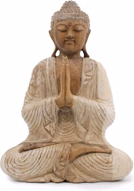 KDMD Ethnic Buddha Statue in Brown and White, Height: 40 cm