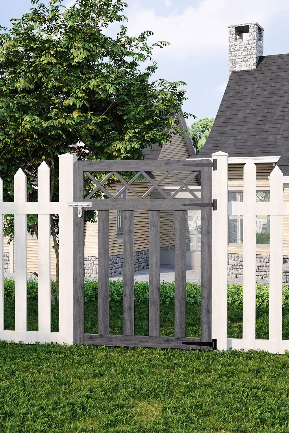 Living and Home Grey Wooden Outdoor Lattice Top Garden Pedestrian Gate, W: 91.44 cm, H: 121.92 cm – 2