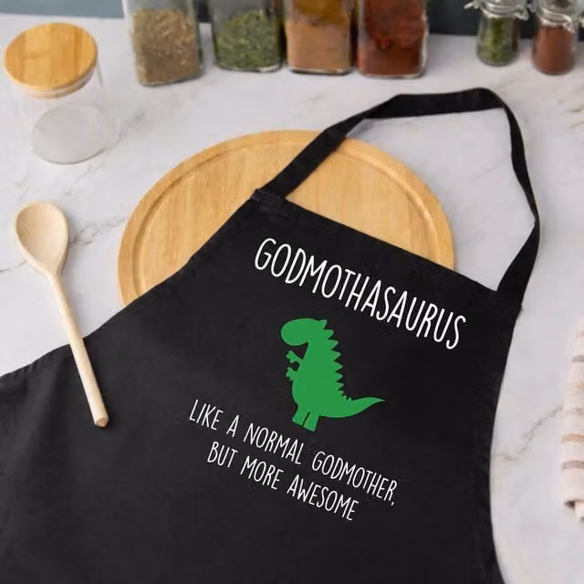 60 Second Makeover Godmothasaurus Women's Cotton Apron in Black