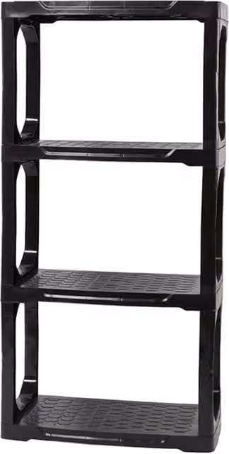 Samuel Alexander 4 Tier Plastic Freestanding Shelving Unit, Black, H 148 x W 75 x D 37 cm