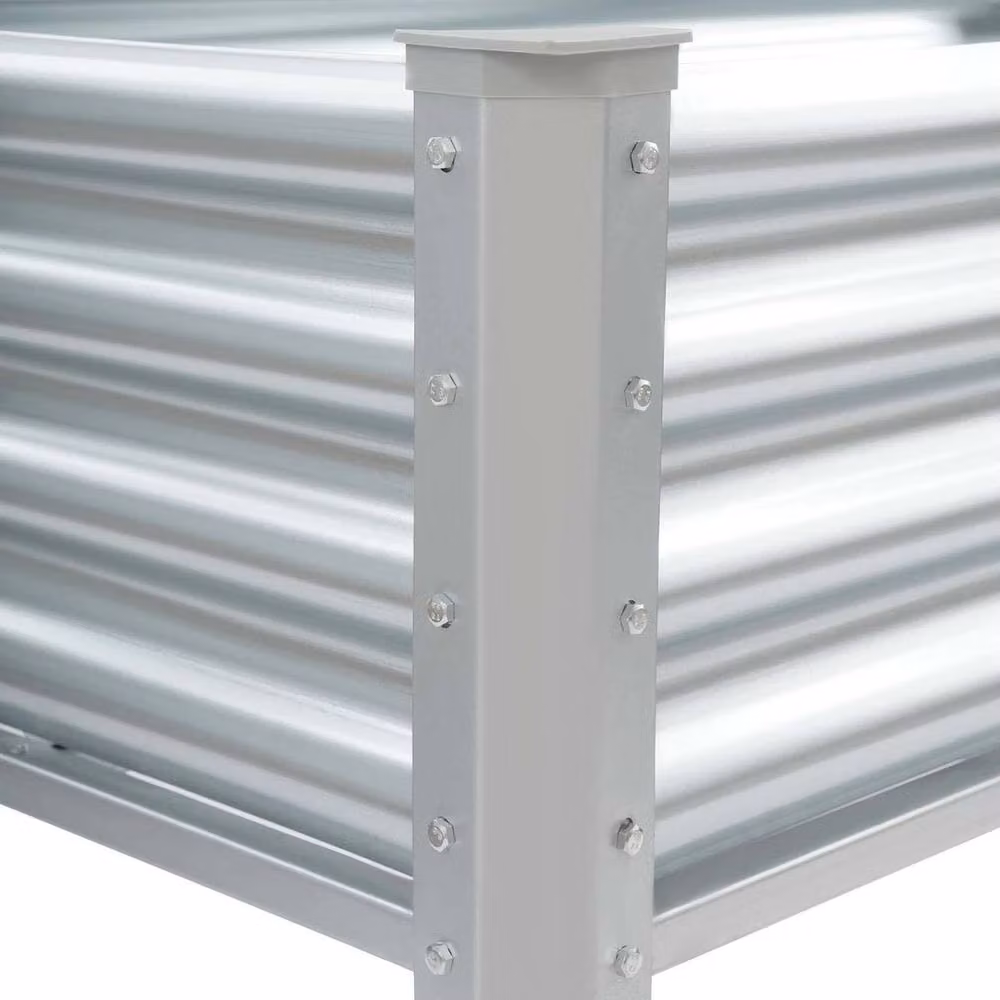 VOGREX Elevated Metal Planter Bed with Legs in Silver for Vegetables, Herbs and Flowers, W/D/H: 80 x 60 x 60 cm – 2
