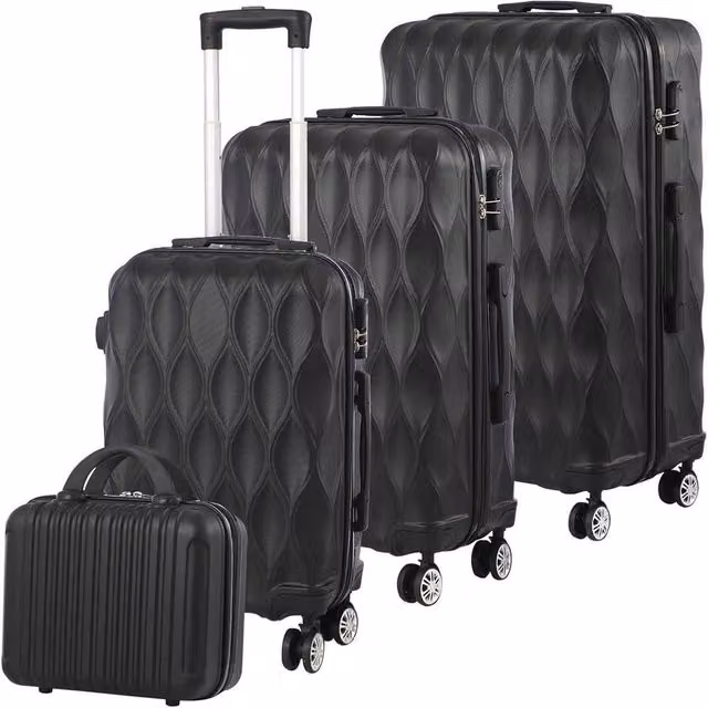 Lishetimig 4-Piece ABS Hard Shell Luggage Set in Black – 1