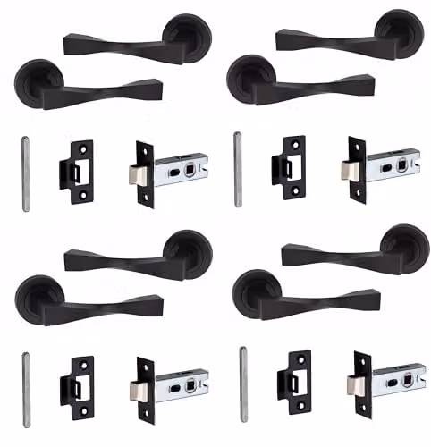 Golden Grace Astrid Twist Door Handles with Latch, Matt Black