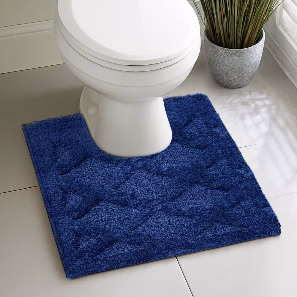 Velosso Knox Navy Blue Microfibre Non-Slip Bath or Pedestal Mat with U-Cutout – 2