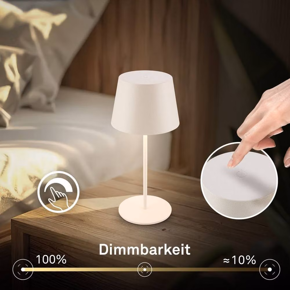 Briloner Rechargeable LED Table Lamp, Dimmable Touch Light in White – 3