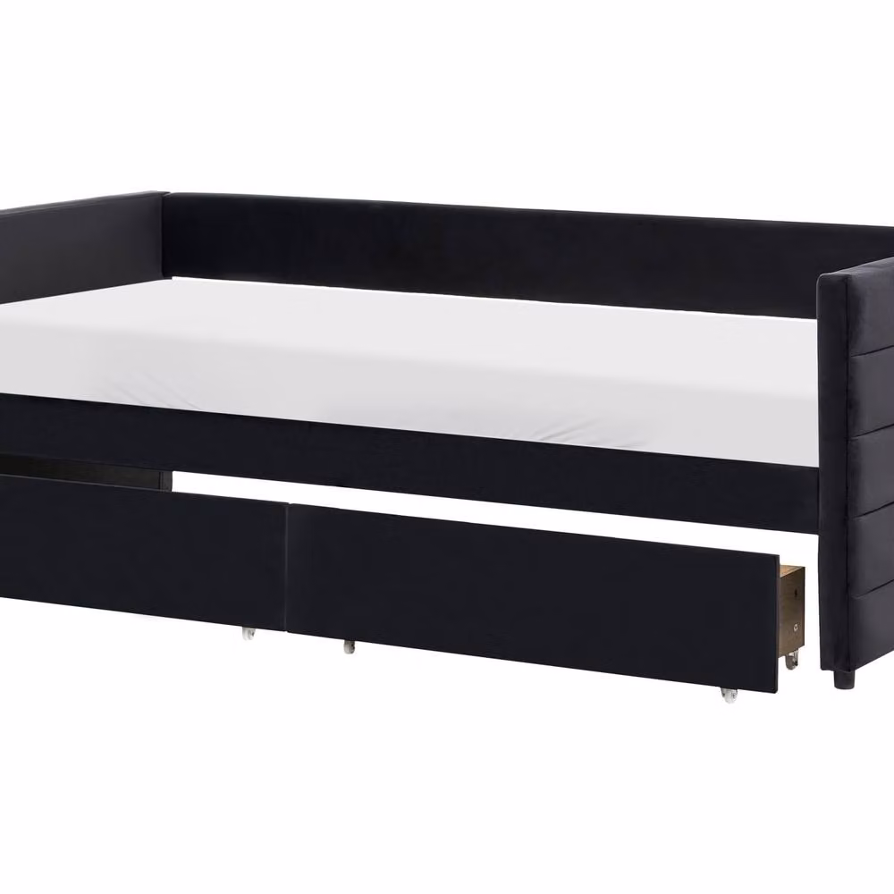 Wyld Haus Black Velvet Daybed with Drawers, W/D/H: 90 x 200 cm – 2