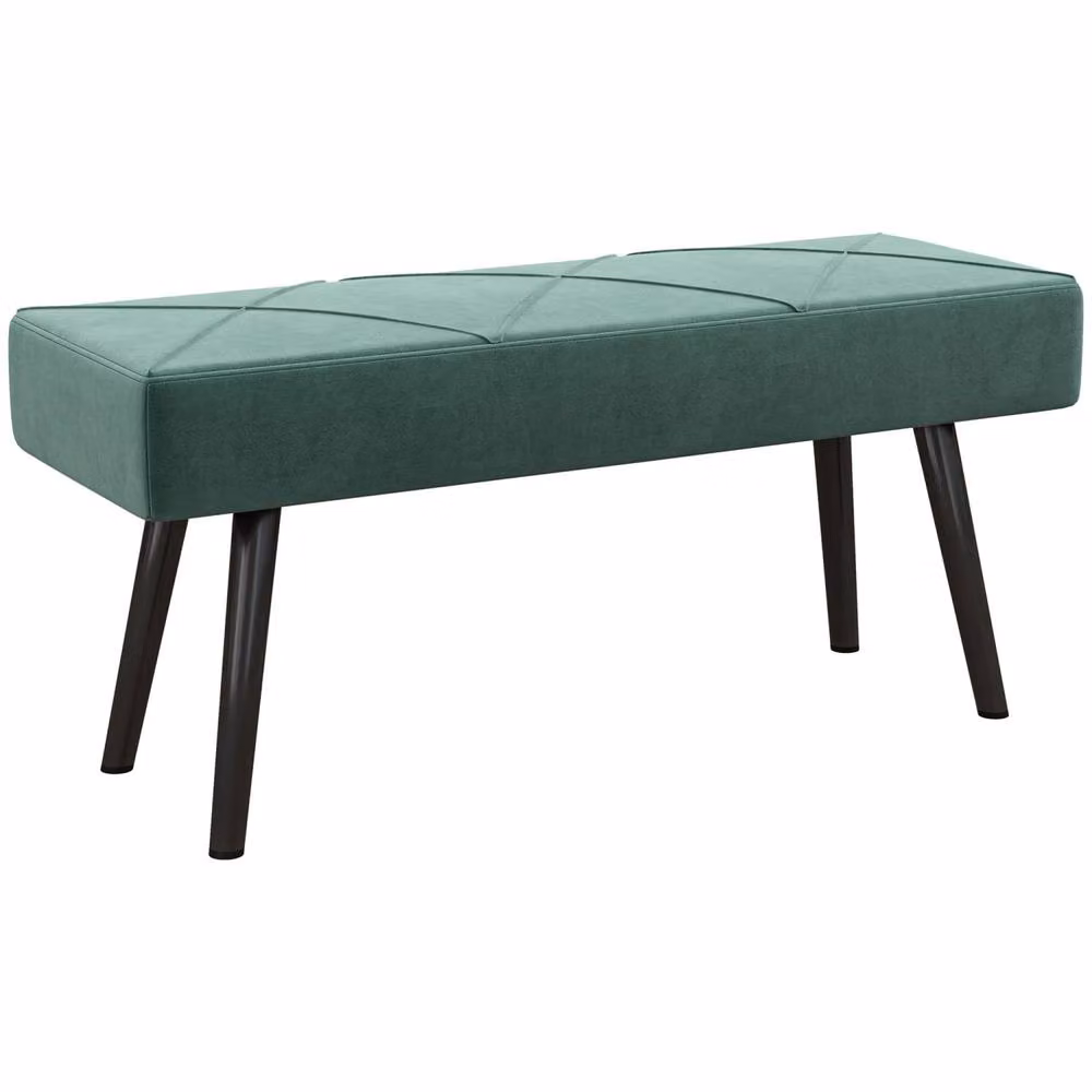 Wyld Haus Mazuka Green Velvet End of Bed Bench with Geometric X Stitching – 2