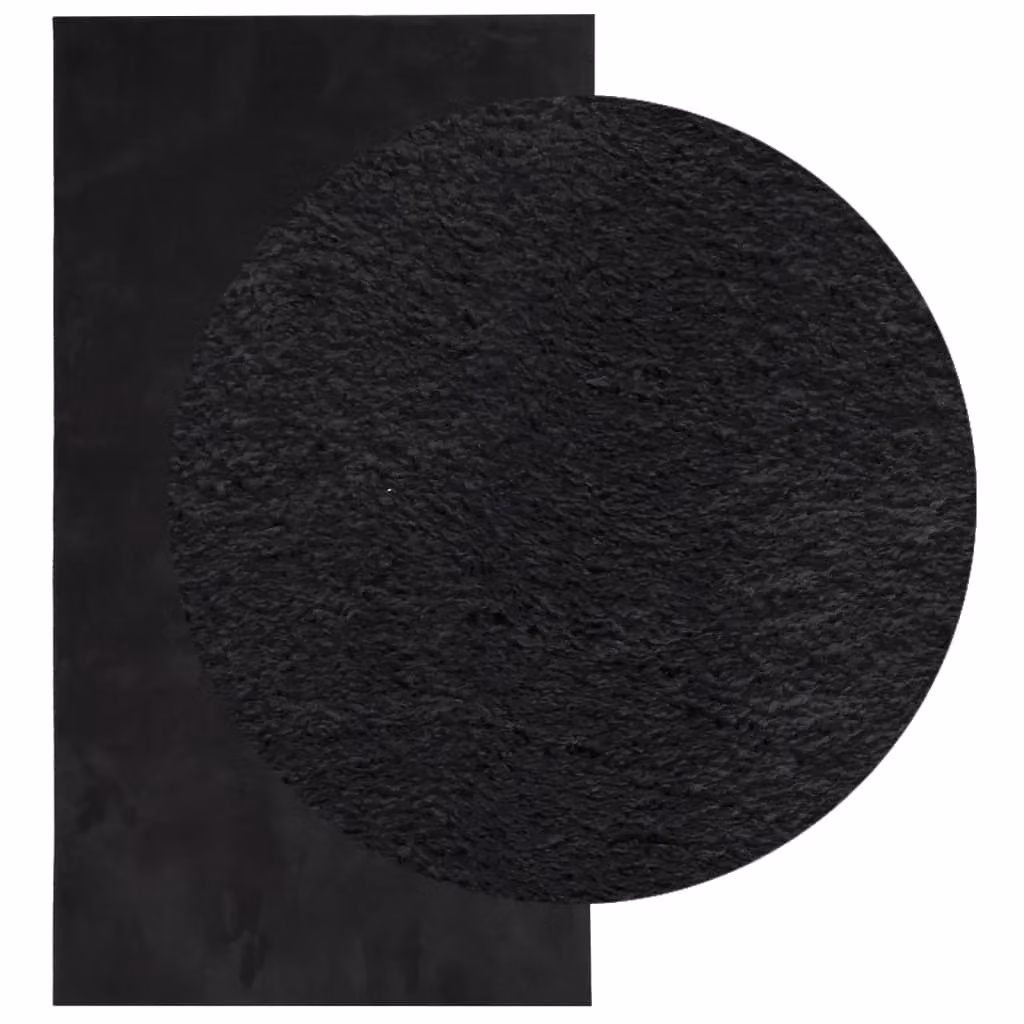 Berkfield Home HUARTE Black Short Pile Washable Polyester Rug, W: 60 cm, D: 110 cm – 2