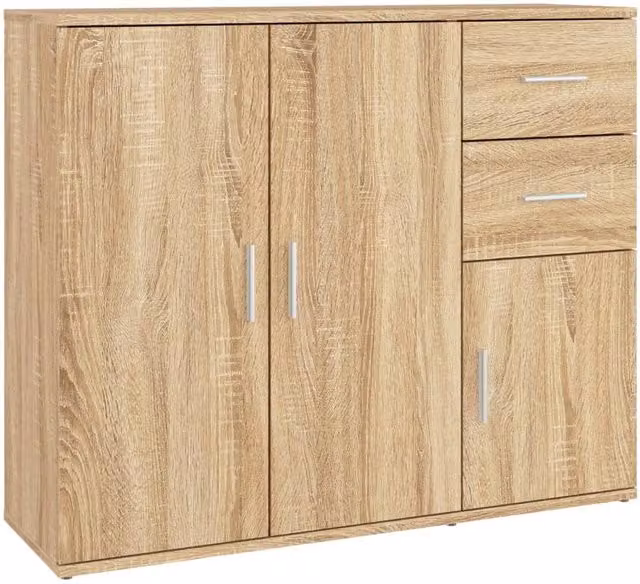Berkfield Home Sonoma Oak Sideboard in Brown, W/D/H: 91 x 29.5 x 75 cm
