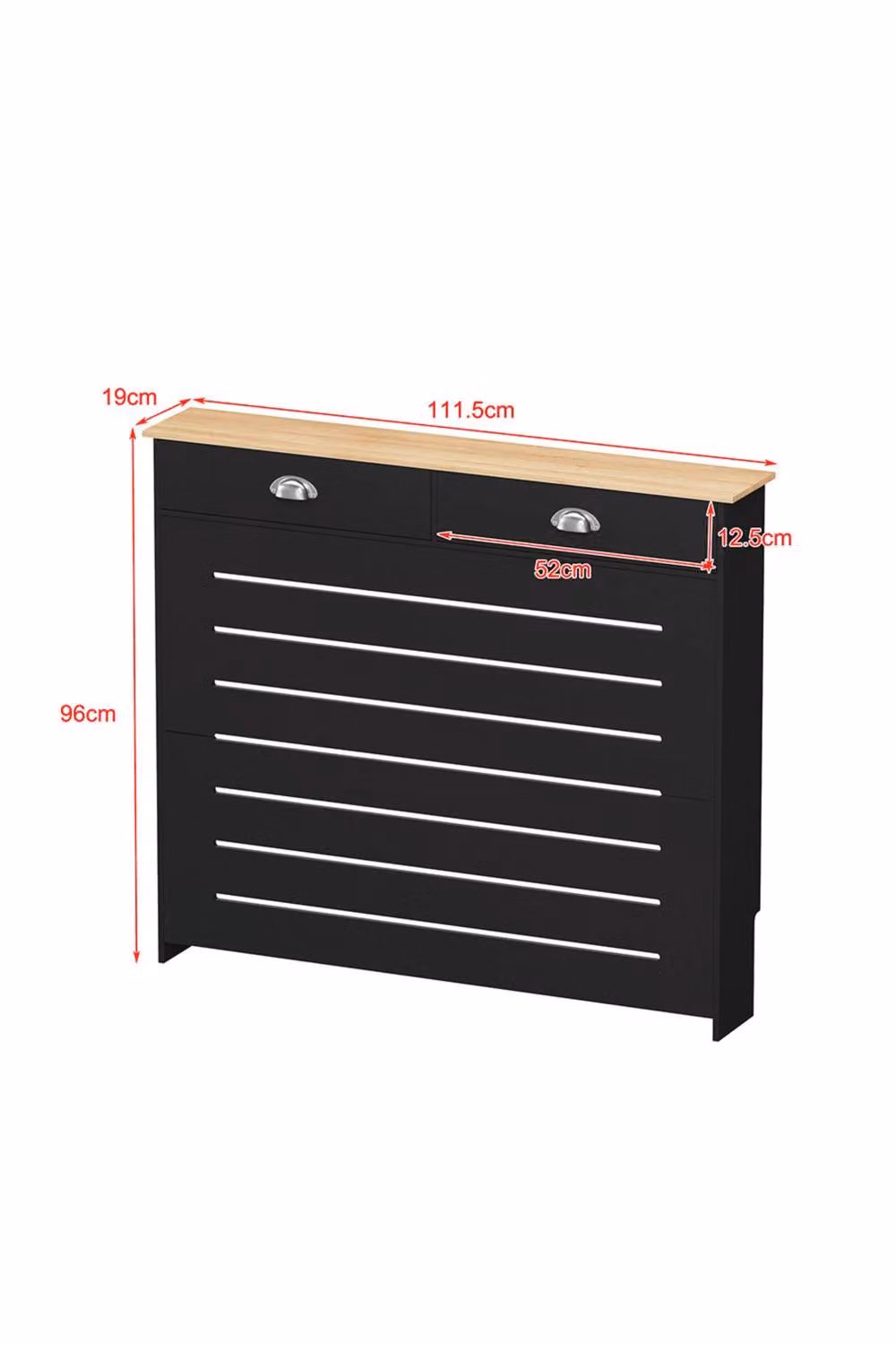 Home Source Batley Medium Radiator Cover in Black MDF Wood with Modern Striped Design – 3