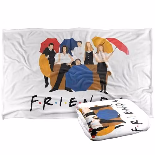 Warner Bros. Friends Colour Cut Out Super Soft Fleece Throw Blanket, Multicolour and White
