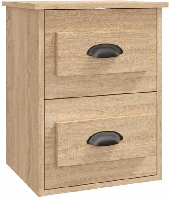 Berkfield Home Wall-mounted Bedside Cabinet in Sonoma Oak, Light Tan, W: 41.5 cm, D: 36 cm, H: 53 cm
