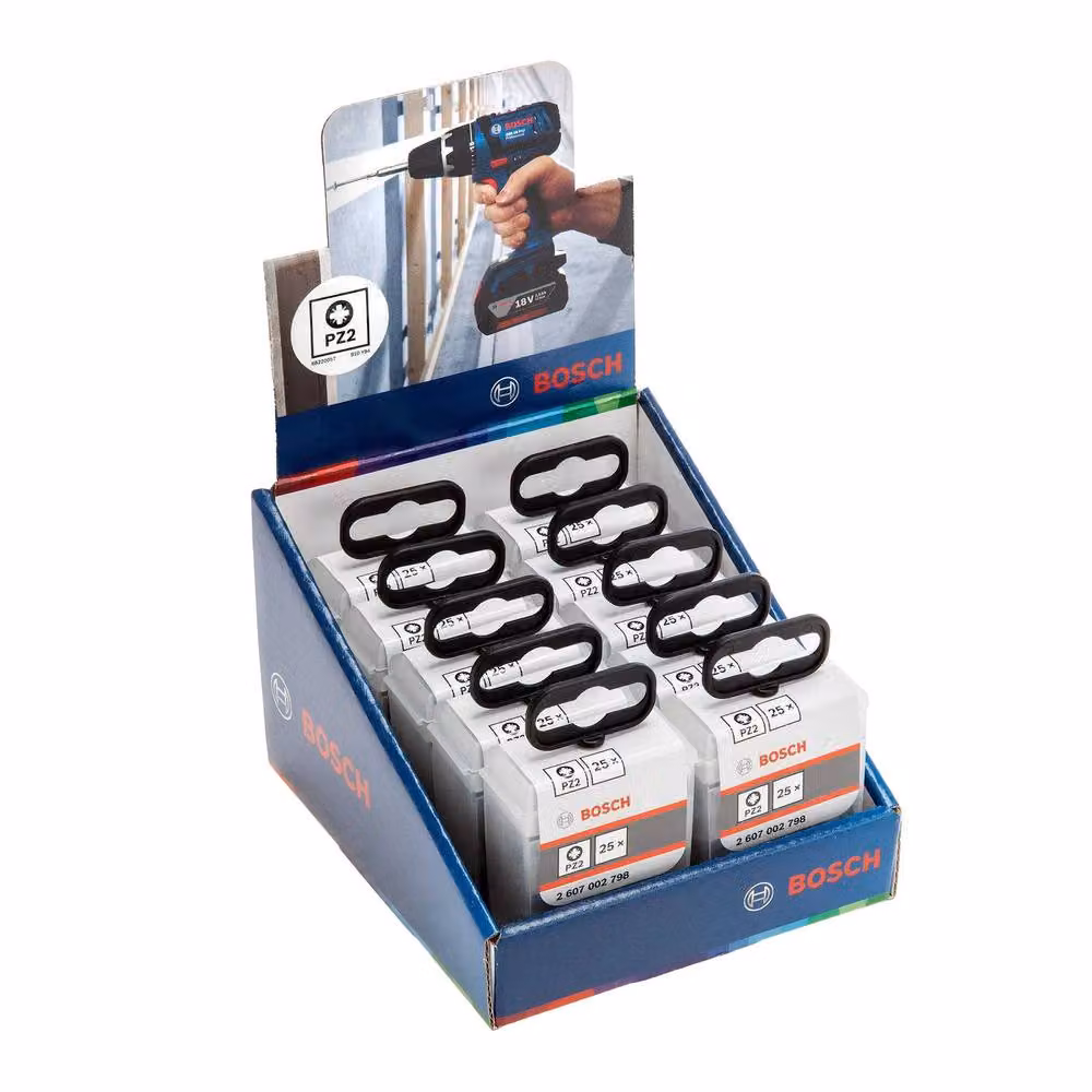 Bosch PZ2 Extra Hard Pozi Screwdriver Bit, 25 Pack, Grey – 2
