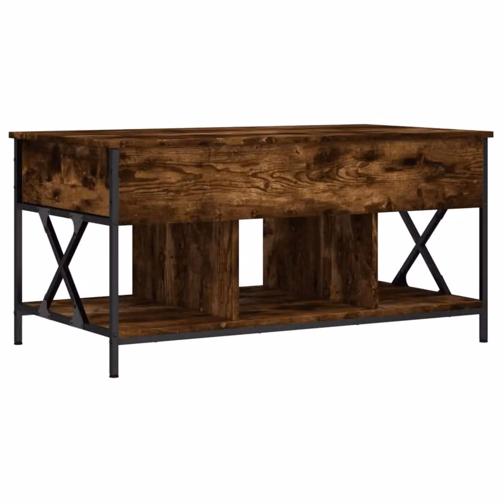 Berkfield Home Smoked Oak Coffee Table in Brown with Lift Mechanism, W/D/H: 100 x 55 x 50 cm – 2